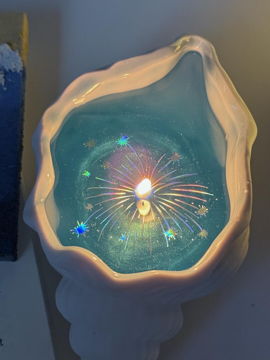 Creative Shell Scented Candle（Fireworks in the ocean） - Perfect for Birthday & Valentine's Day, Long-lasting Home Fragrance
